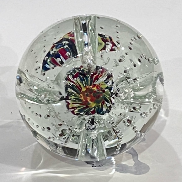 JOHN GENTILE  ? Vintage Paperweight Bubbles Bud Vase Pen Holder Art Glass - Picture 5 of 9